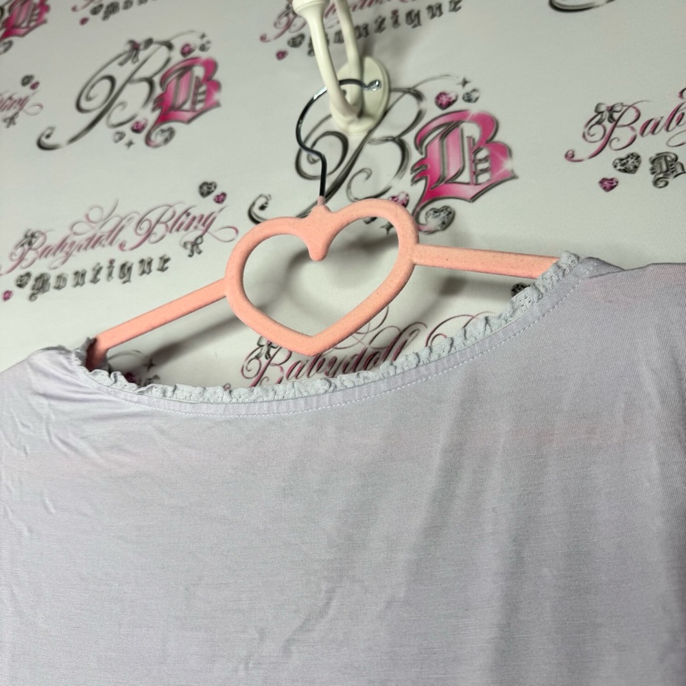 Cardigan lilac long sleeve button up ruffle frilly hem trim soft cozy comfy cute - Picture 7 of 8